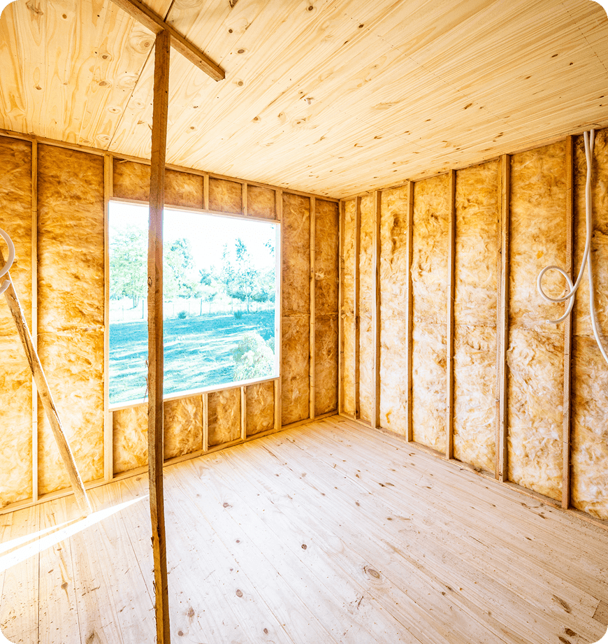 Insulated walls prepared for a home energy evaluation in Salem, OR.