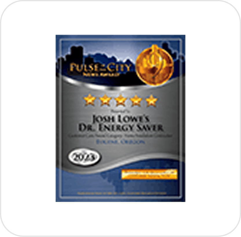 Award plaque with stars and city skyline.