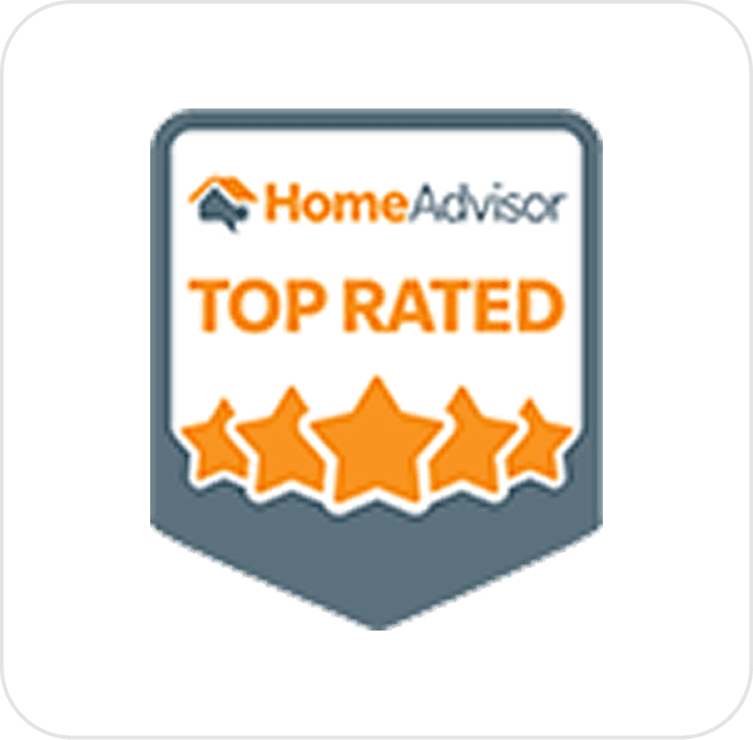 HomeAdvisor Top Rated badge with stars.
