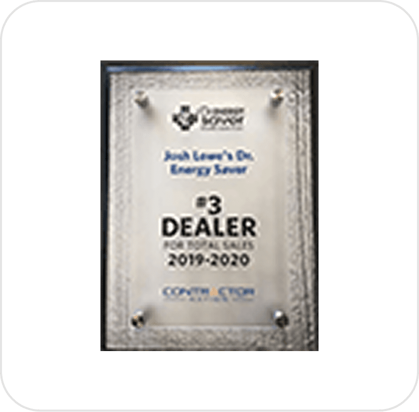 Award plaque for dealer sales 2019-2020.
