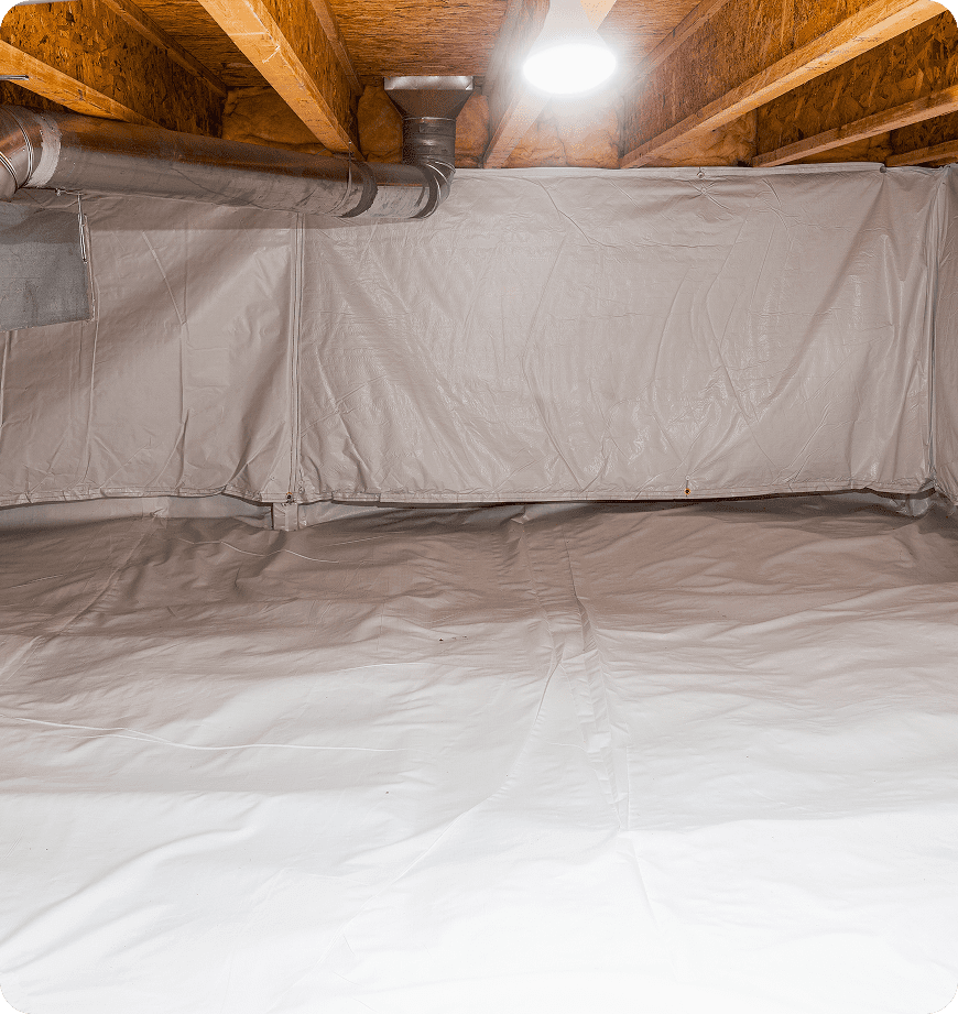 Our staff inspecting an encapsulated crawl space in Eugene, OR.