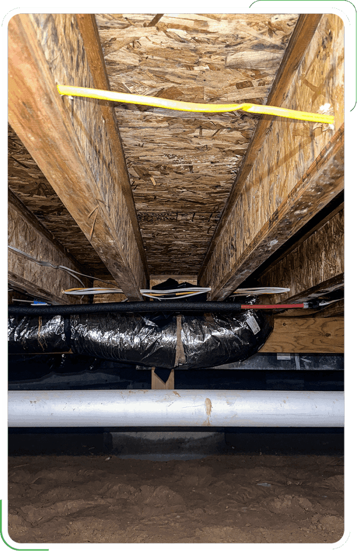A residential crawl space in Eugene, OR.