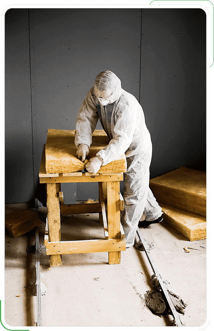 A specialist preparing fiberglass for client's installation project.