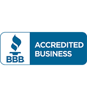 BBB Accredited Business logo on blue background.