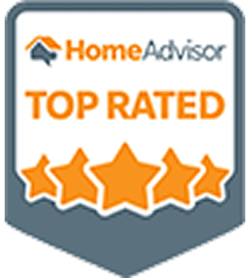 HomeAdvisor badge: Top Rated, five stars.