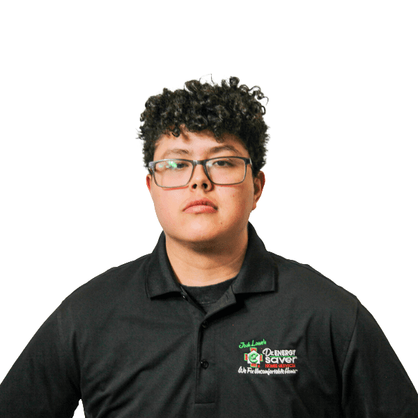 Person with glasses wearing black company polo