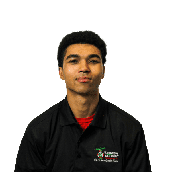Young man wearing black company polo shirt