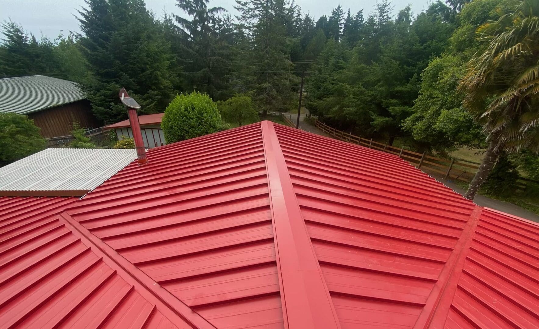 Red Metal Roof in North Bend, Oregon