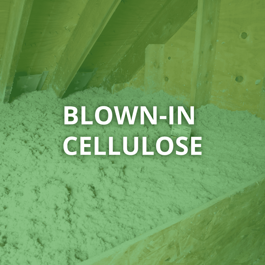Attic with blown-in cellulose insulation
